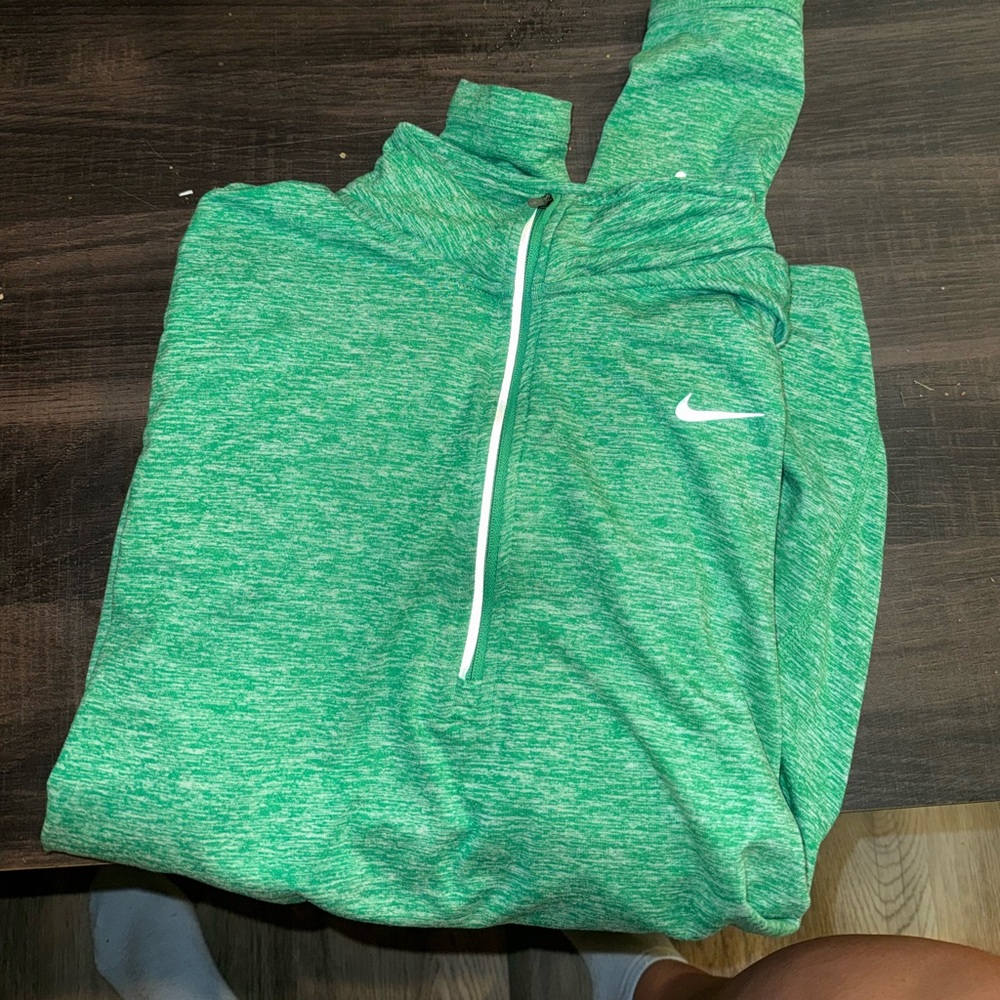 Nike Heathered Green Quarter-Zip Top